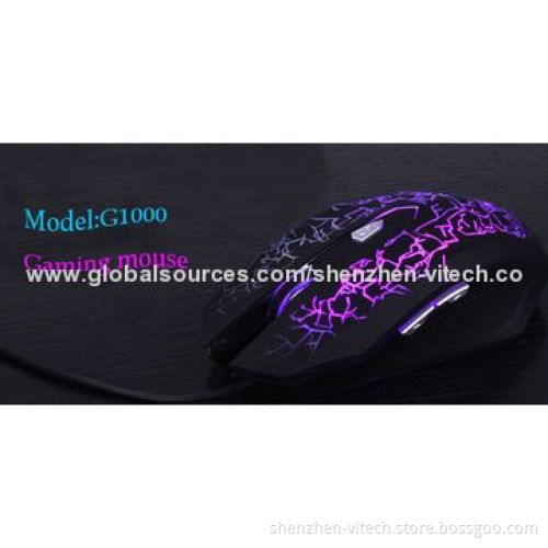 Gaming/6D Drivers Optical Mouse with Red LED Light and 800-1,200dpi Resolution
